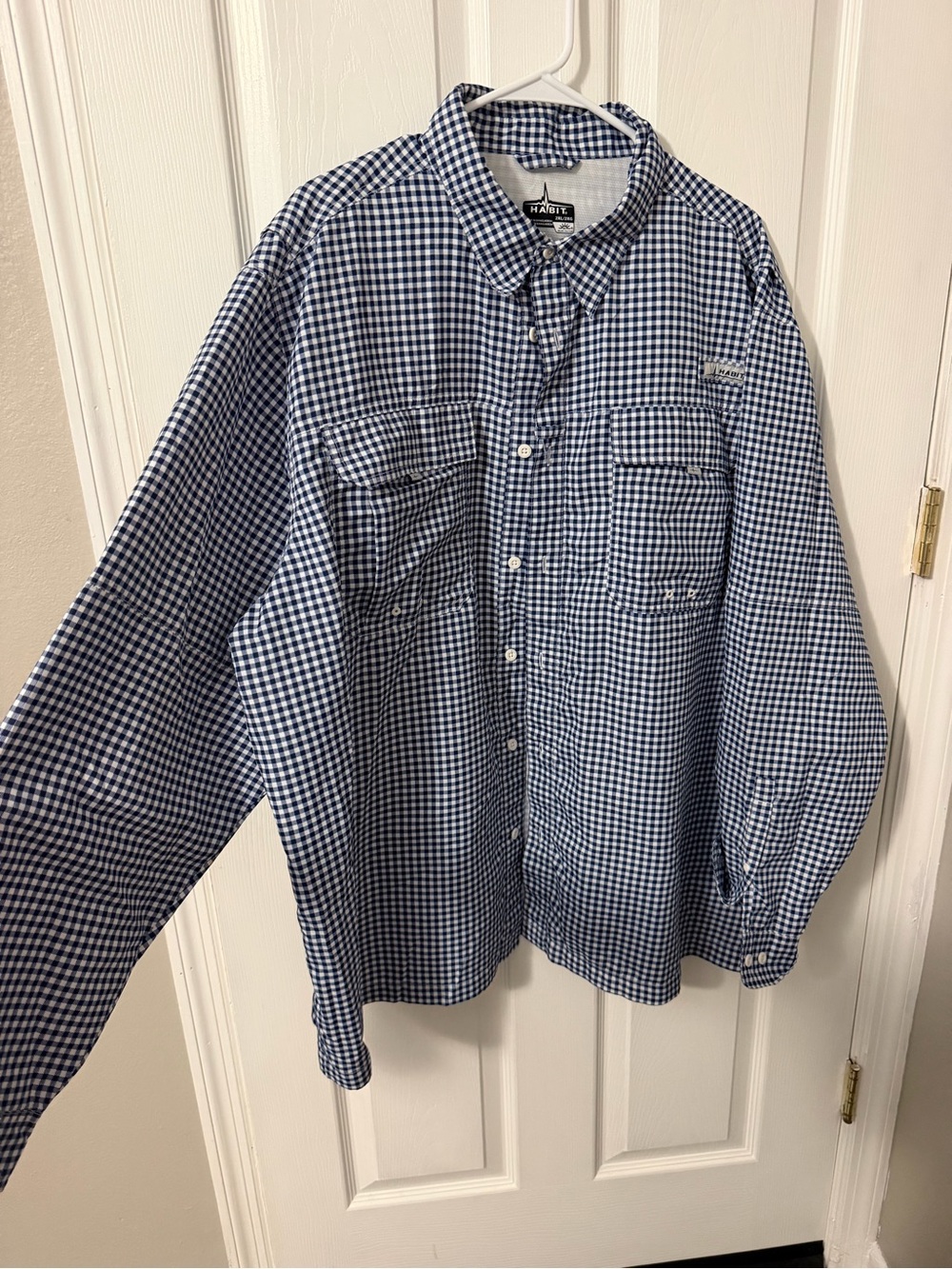 Habit Men’s Long-Sleeve Blue Gingham Button-Up Shirt